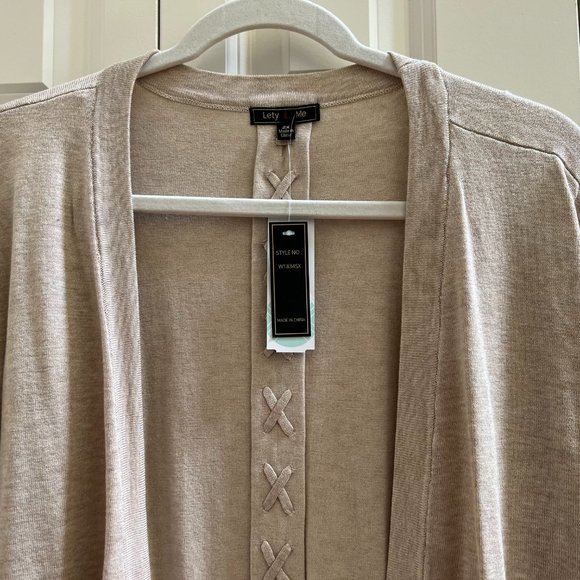 Lety & Me Aubree Back Detail Cardigan - Beige - Size 2X NWT - Picture 5 of 10
